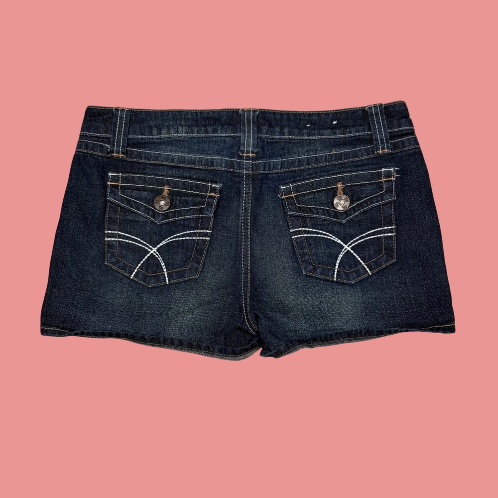 SO Womens Low Rise Denim Shorts Dark Wash Contrast Stitch Size 5